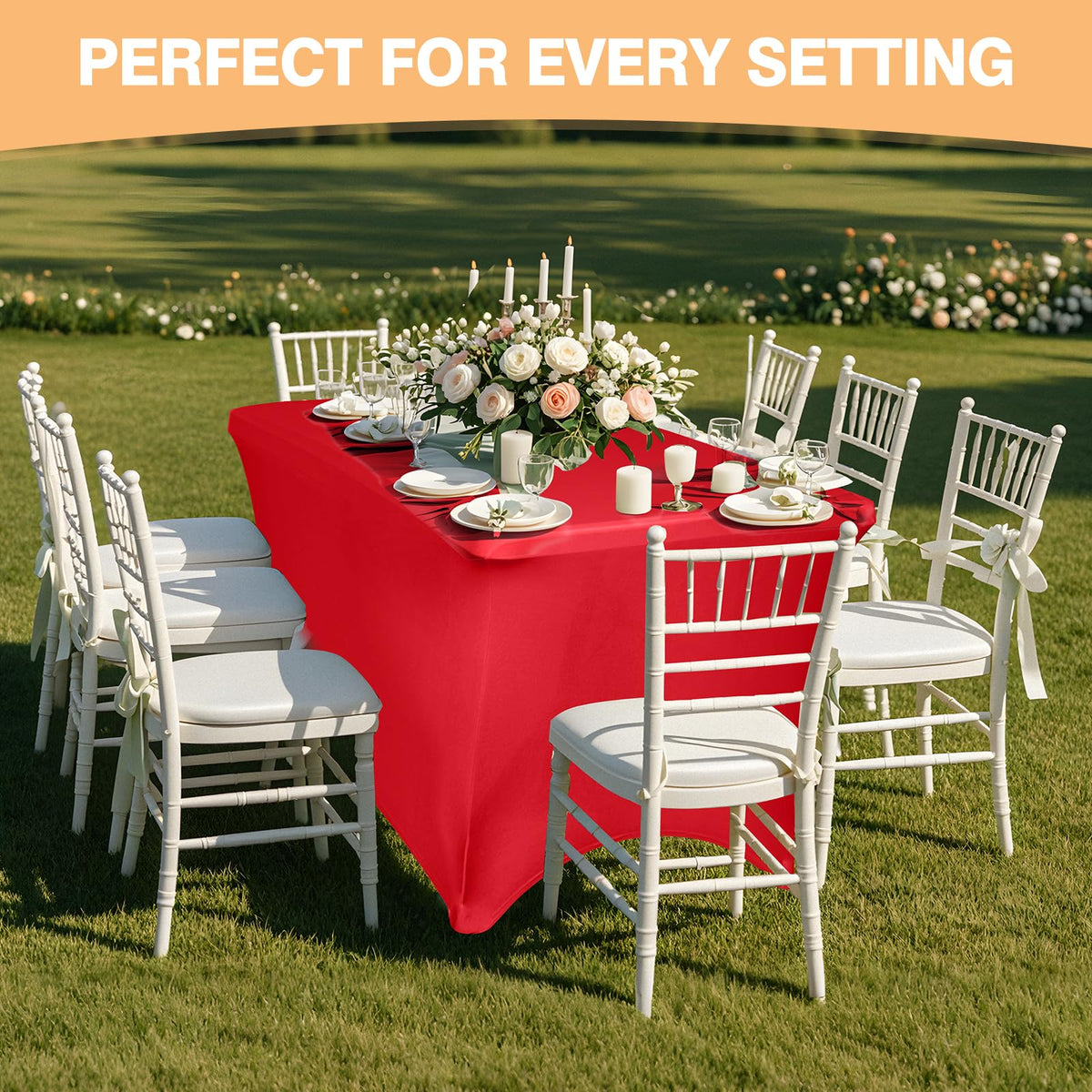 LGJIAOJIAO red spandex tablecloth 5ft ideal for mid-size banquets and shows