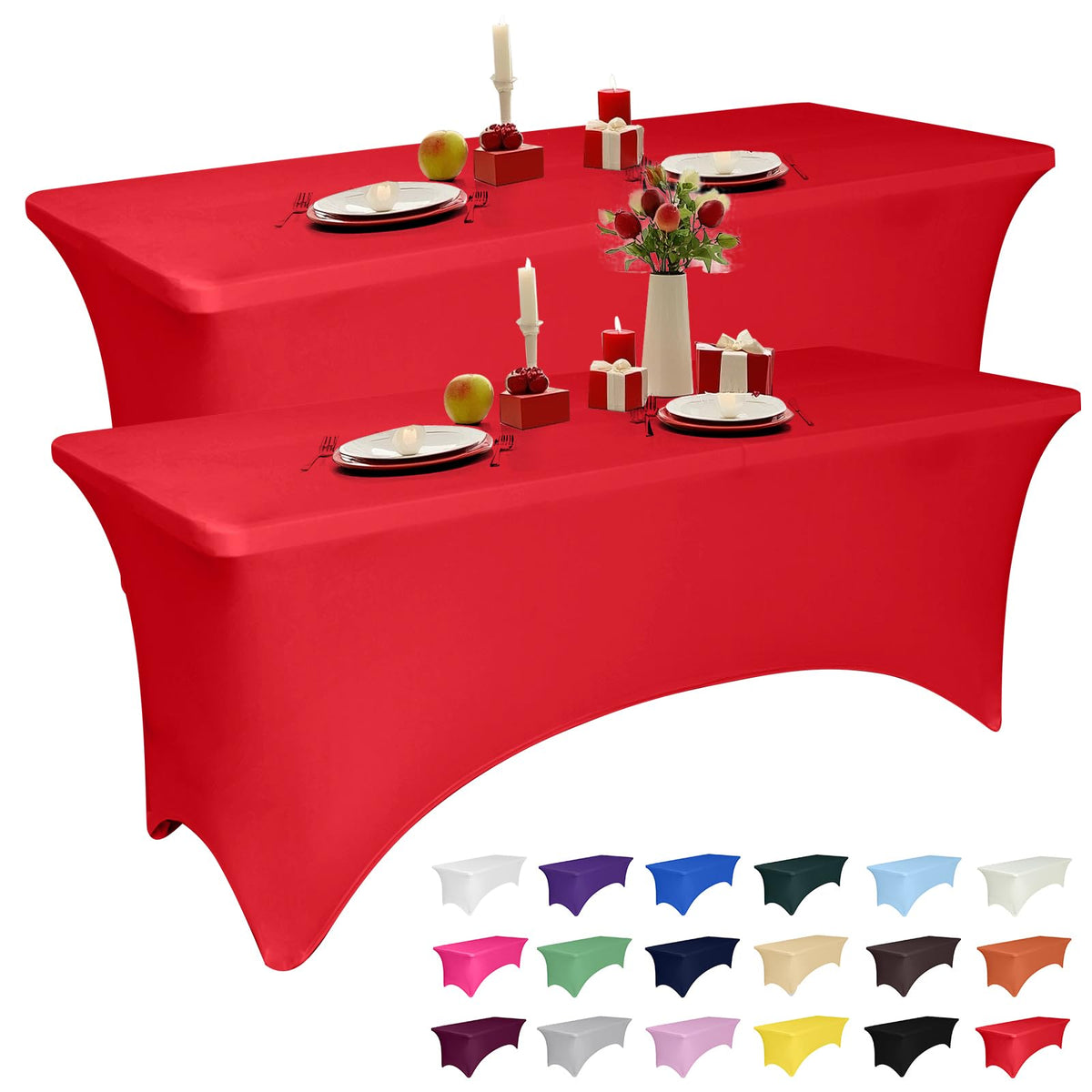 LGJIAOJIAO red spandex tablecloth 6ft fit keeps tables tidy for events