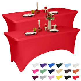 LGJIAOJIAO red spandex tablecloth 6ft fit keeps tables tidy for events