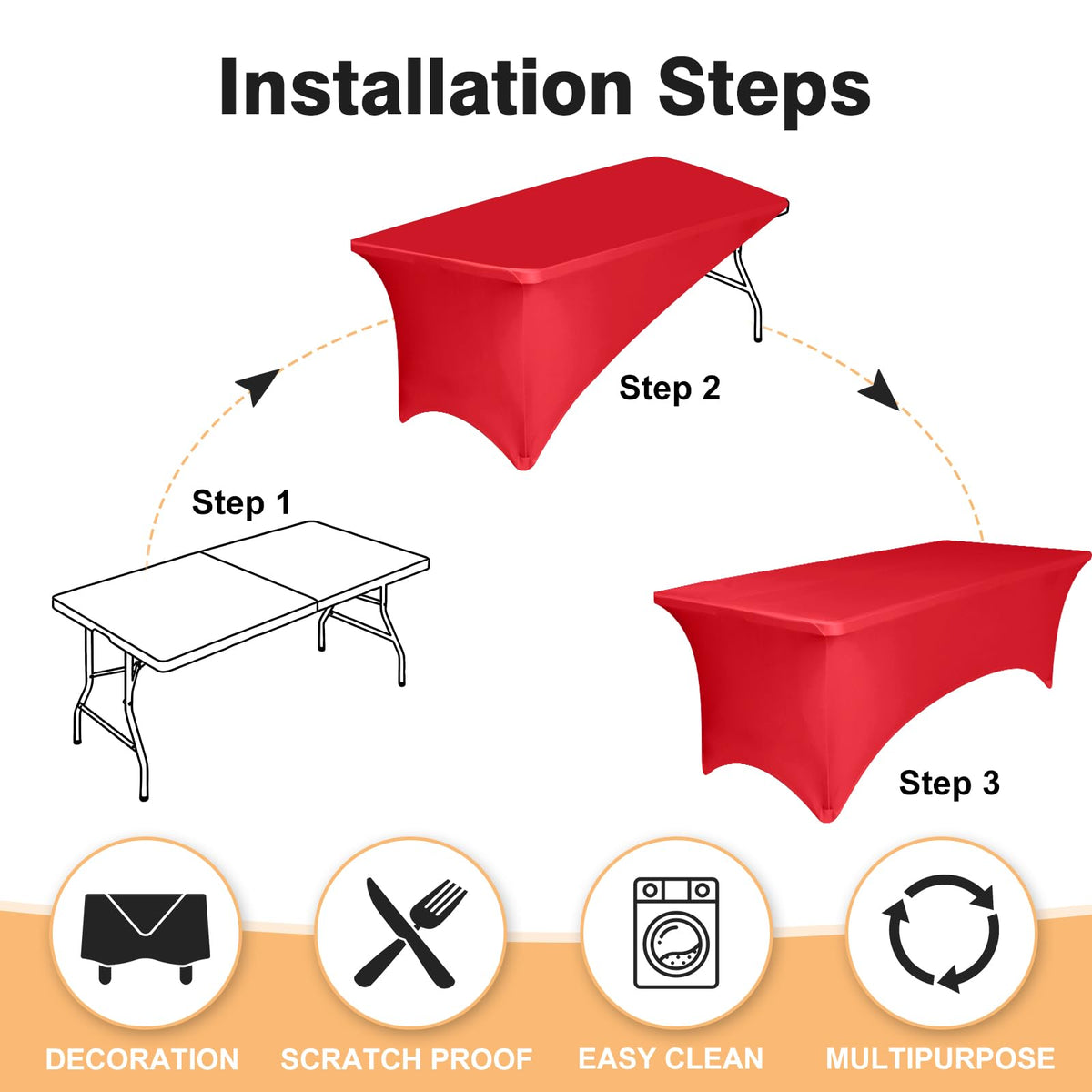 LGJIAOJIAO red spandex tablecloth washable for easy cleanup after parties