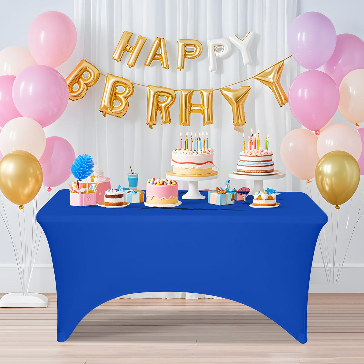 LGJIAOJIAO 8ft blue cloth covers long tables elegantly.