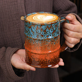 LGQ ceramic 20oz mug large capacity for latte, juice, or beer.