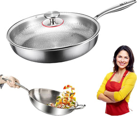 LGQY Titanium Hammered Pan Pro front view for compact 8 inch cooking