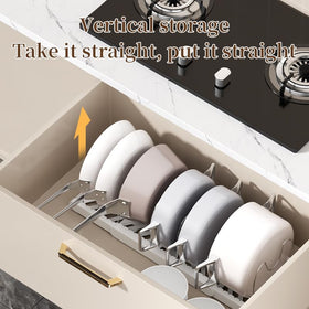 Lhieiayh expandable pan organizer reaches 22-4 inches for larger cookware