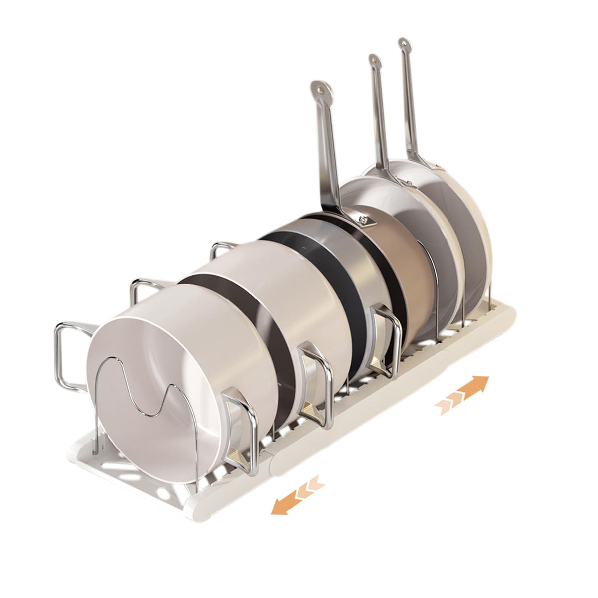 Lhieiayh pot rack expandable under cabinet for accessible cookware