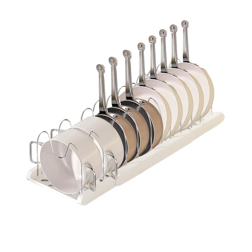 Lhieiayh pot rack extendable under cabinet organized cookware storage
