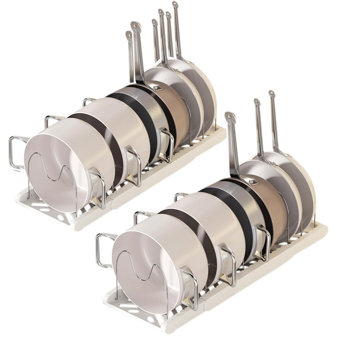 Lhieiayh pot rack extendable under cabinet organizer keeps cookware within easy reach