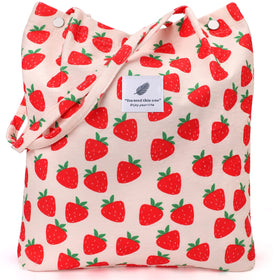 LHMTQVK corduroy tote bag with strawberry print for durable daily use