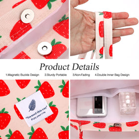 LHMTQVK foldable corduroy tote with strawberry design for easy storage