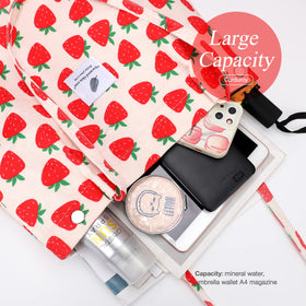 LHMTQVK inner pocket corduroy tote with strawberry print keeps small items organized