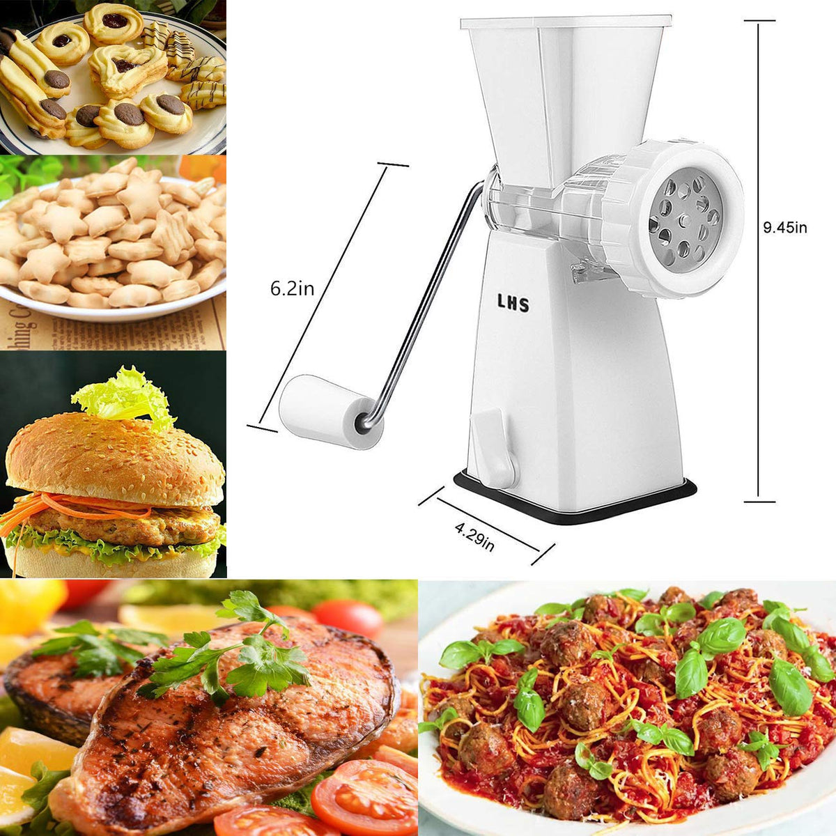 LHS grinder features an ergonomic hand crank for comfortable turning.