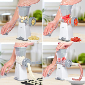 LHS manual meat grinder hopper enlarged to handle larger batches.