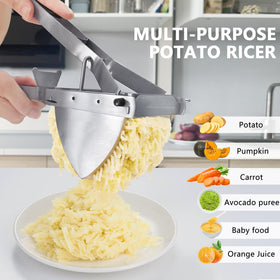LHS multi-functional press for ricing, mashing, and juicing.