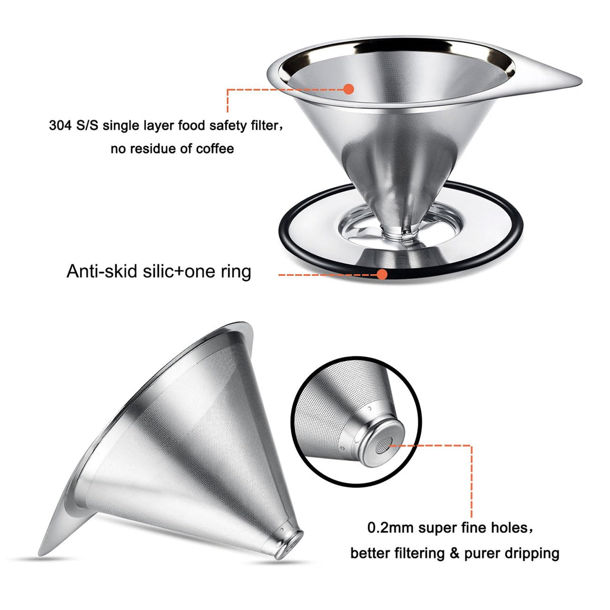Close-up of the LHS stainless steel mesh filter for a clean cup.