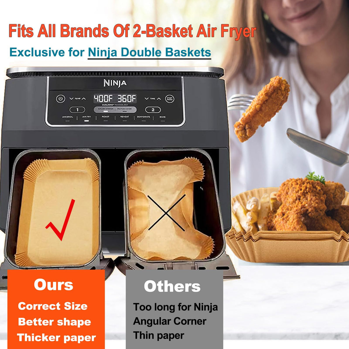 LHSHAD disposable liners for Ninja air fryer promote quick cleanup after frying