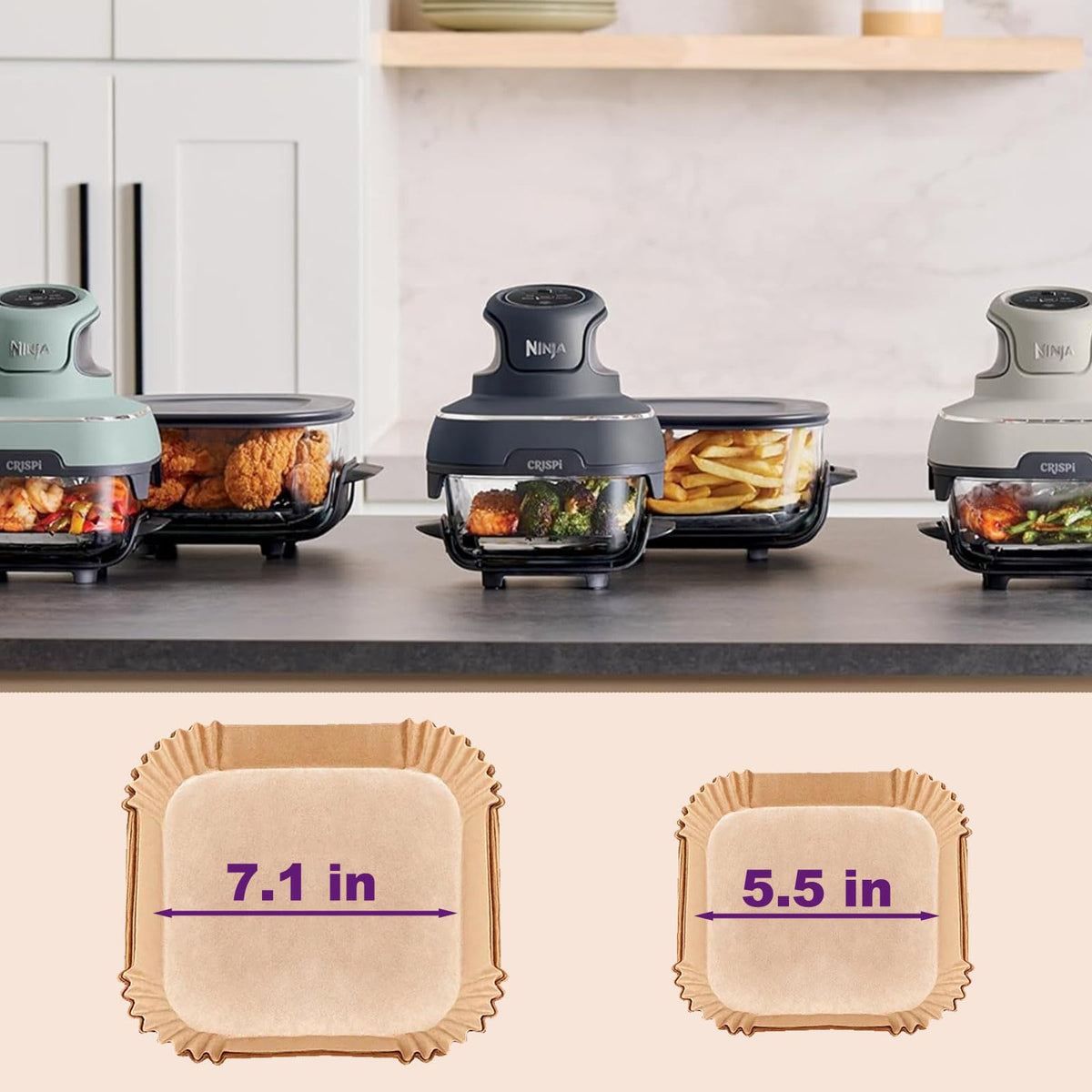 LHSHAD disposable liners help keep the air fryer clean.