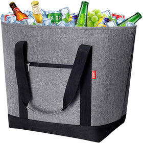 LHZK Jumbo Cooler Bag grey outside showing durable 600D fabric for daily use