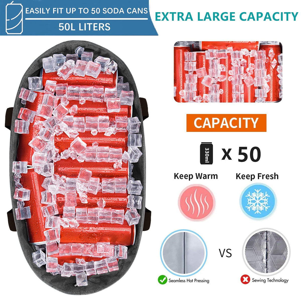 LHZK Jumbo Cooler Bag top opening for easy access to contents