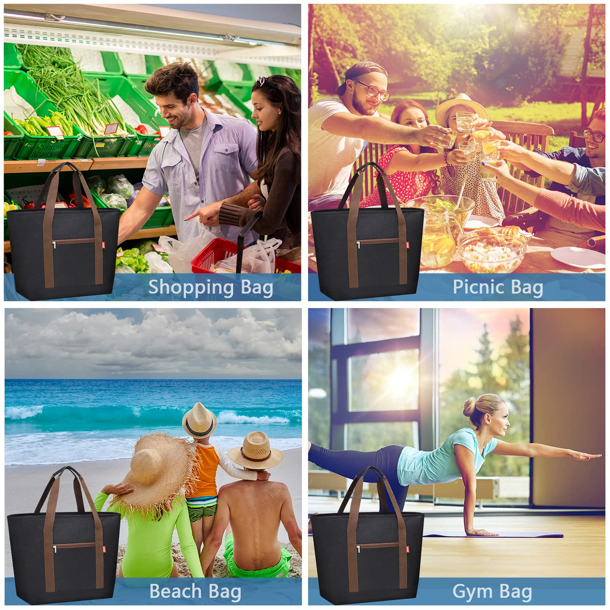 LHZK Jumbo insulated cooler bag fabric waterproof protects contents from splashes.