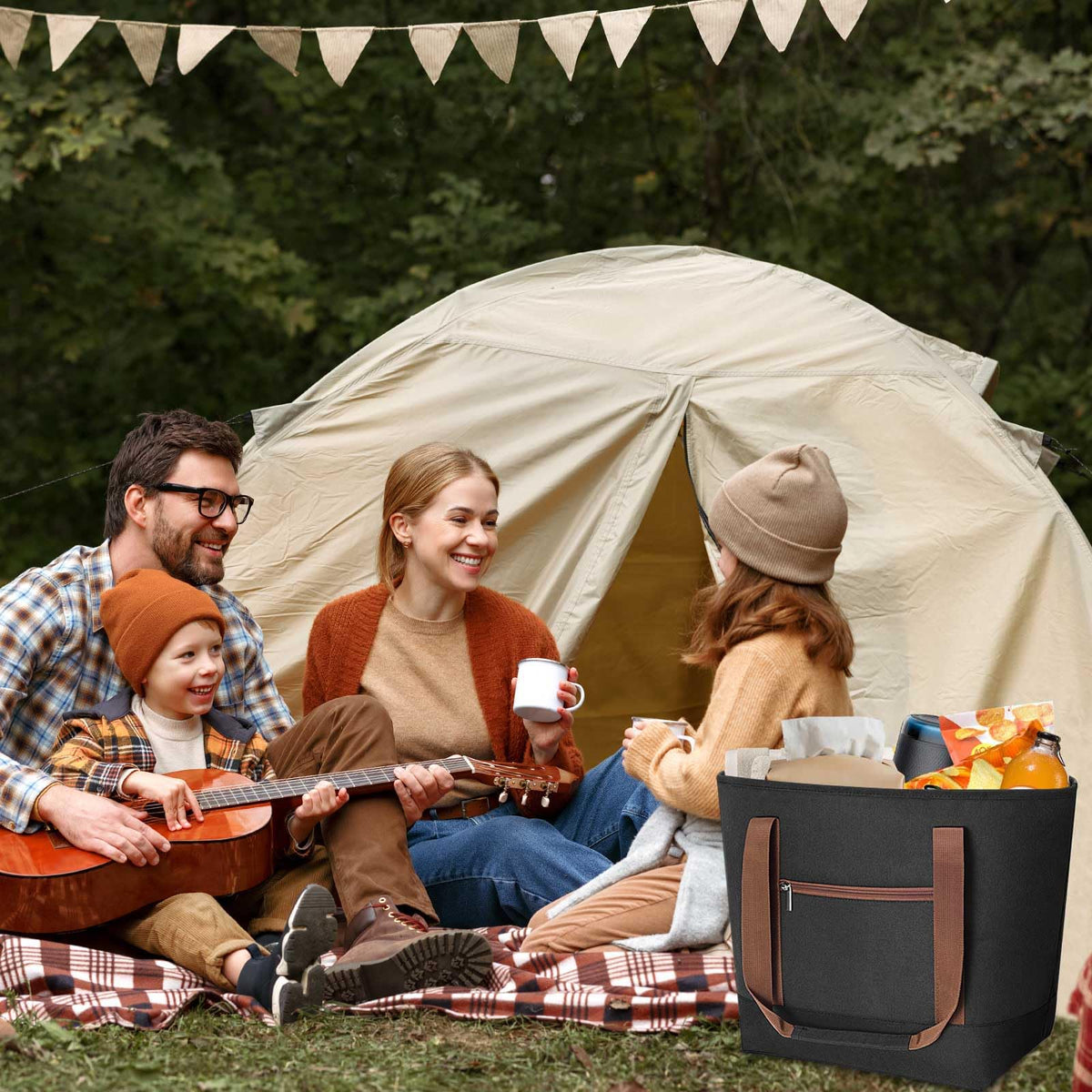 LHZK Jumbo insulated cooler bag folded storage illustrates collapsible design.