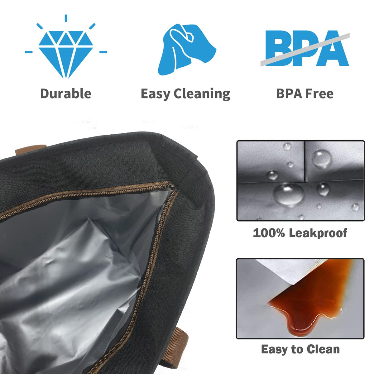 LHZK Jumbo insulated cooler bag handles stitching highlights strong carryability.