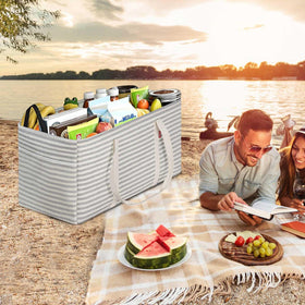LHZK multipurpose tote for grocery, beach, picnics, and storage.