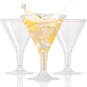 Liacere 24-pack silver martini glasses arranged for a chic party setup.