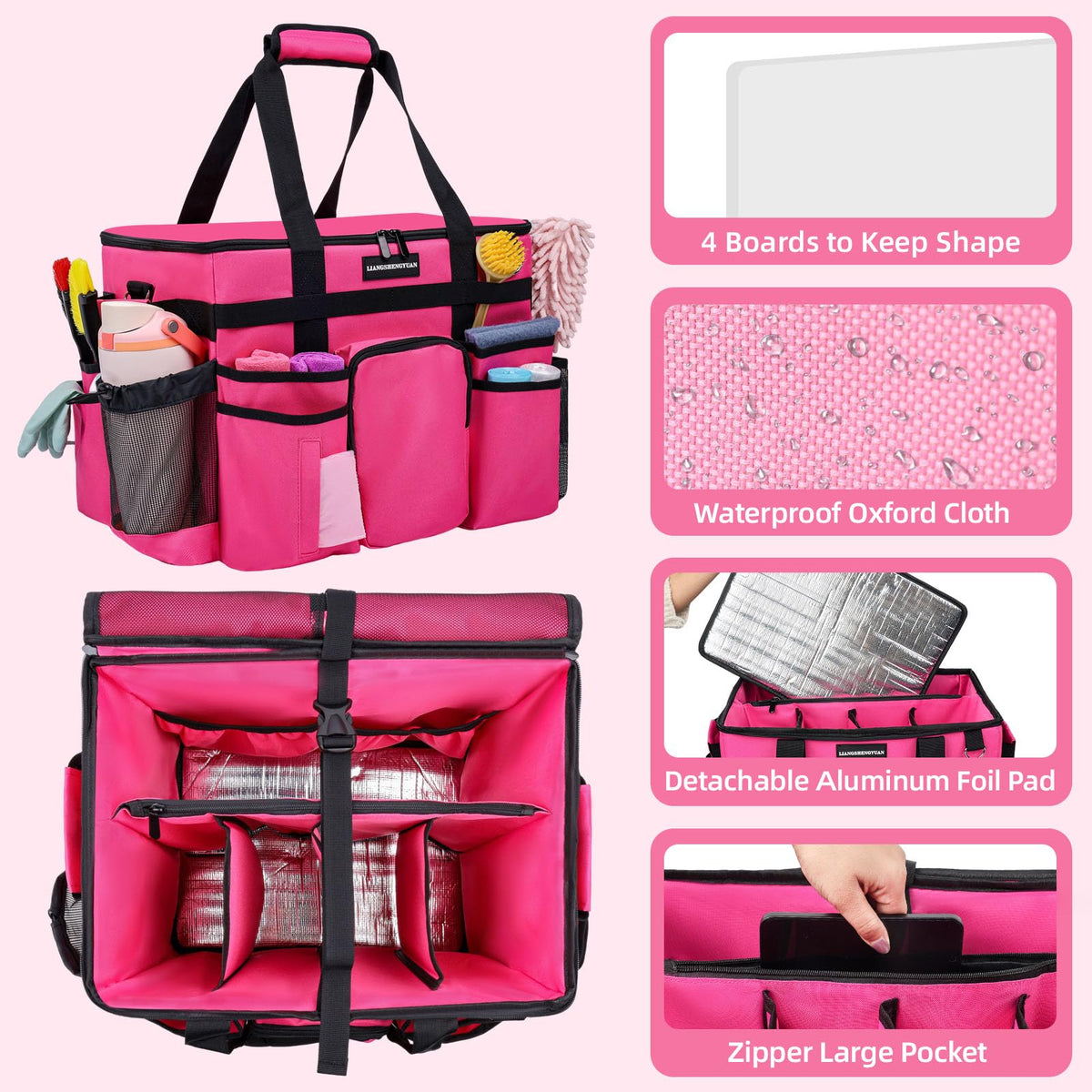 LIANGSHENGYUAN cleaning caddy interior pockets organize supplies efficiently.