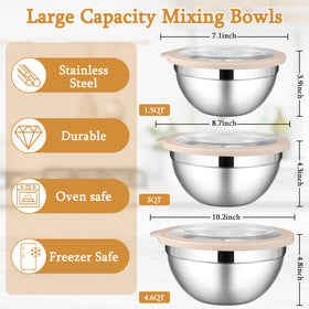 LIANYU 1.5QT nesting bowl demonstrates space-saving design for prep and marinating.