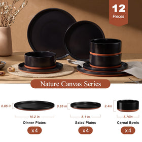 LIANYU charcoal black salad plates complementing modern table settings.