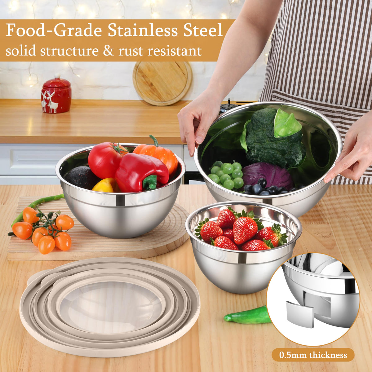 LIANYU 3QT bowl shown with clear lid for quick ingredient identification.