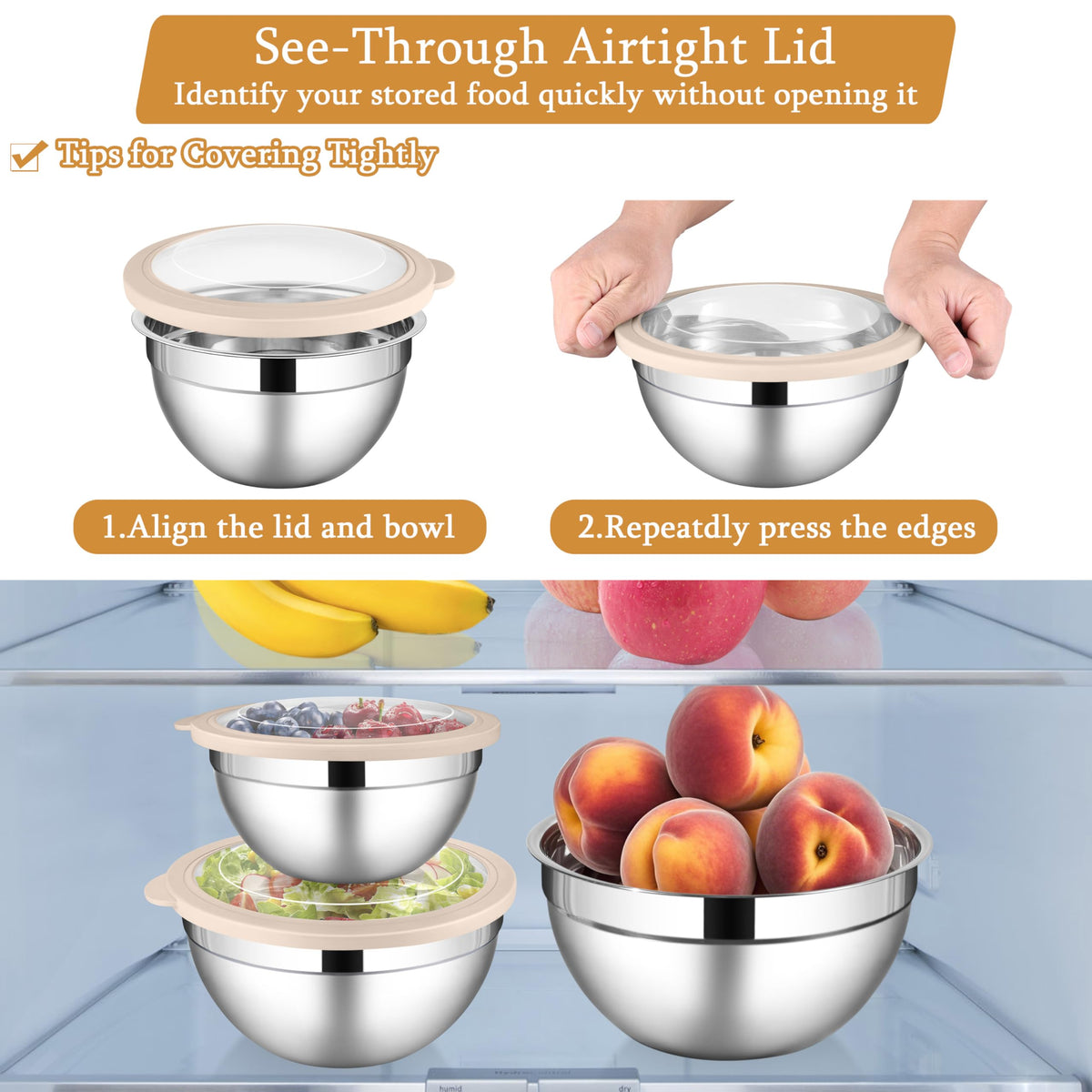 LIANYU 4.6QT large bowl ideal for mixing and serving.