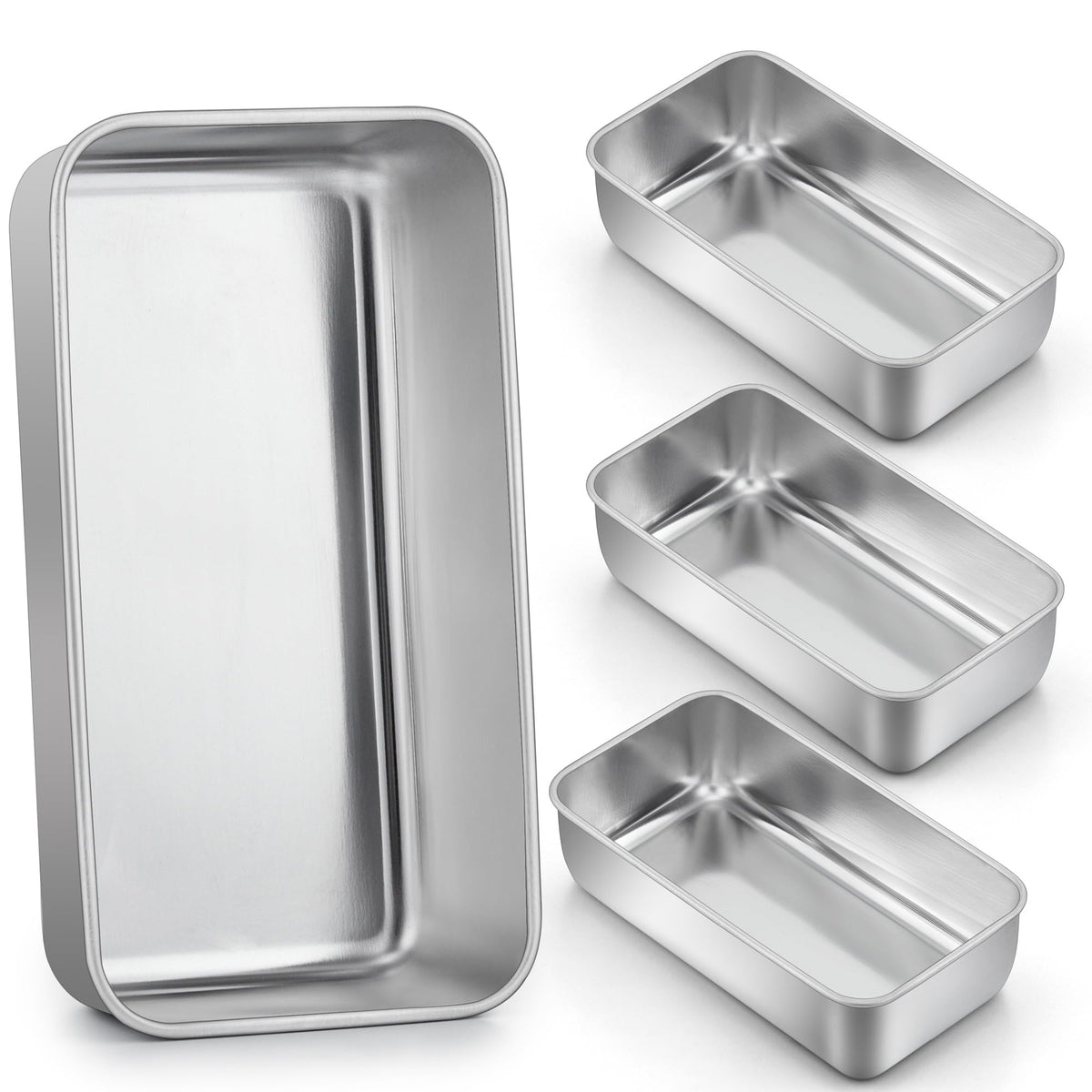 LIANYU 4-pack loaf pans stacked for compact storage while baking