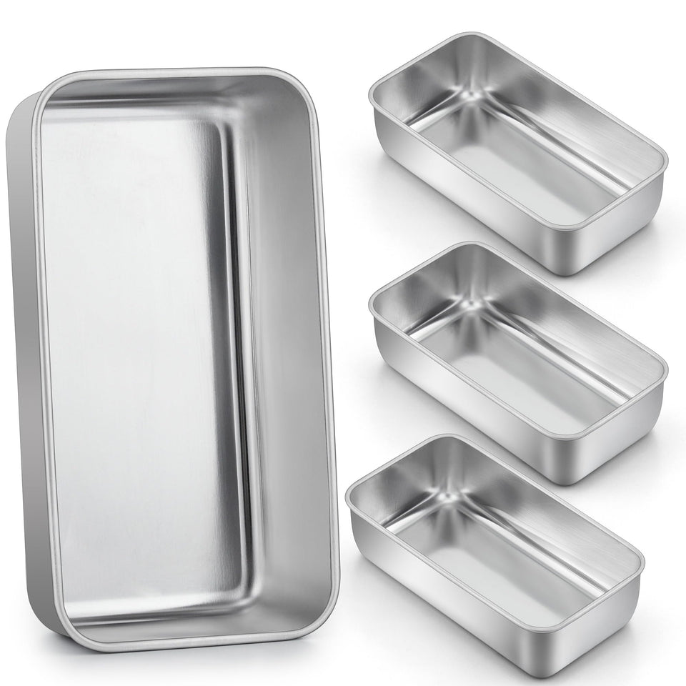 LIANYU 4-pack loaf pans stacked for compact storage while baking