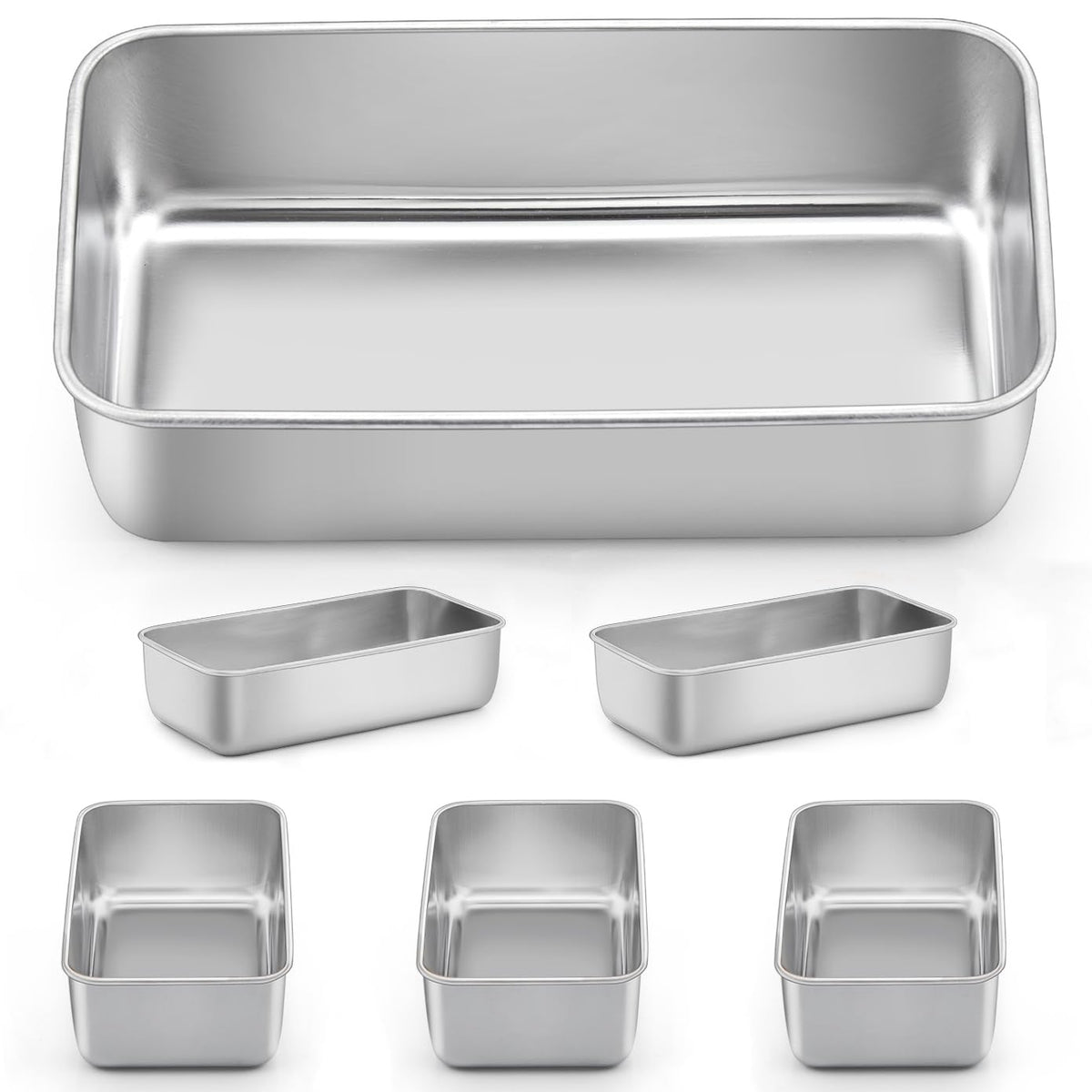 LIANYU 6-pack bread loaf pans in 9x5 inch layout for even bakes.