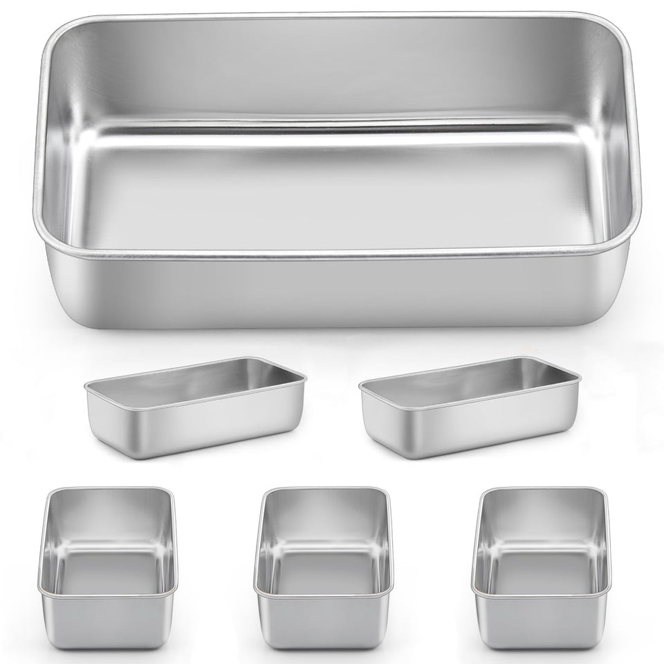 LIANYU 6-pack bread loaf pans in 9x5 inch layout for even bakes.