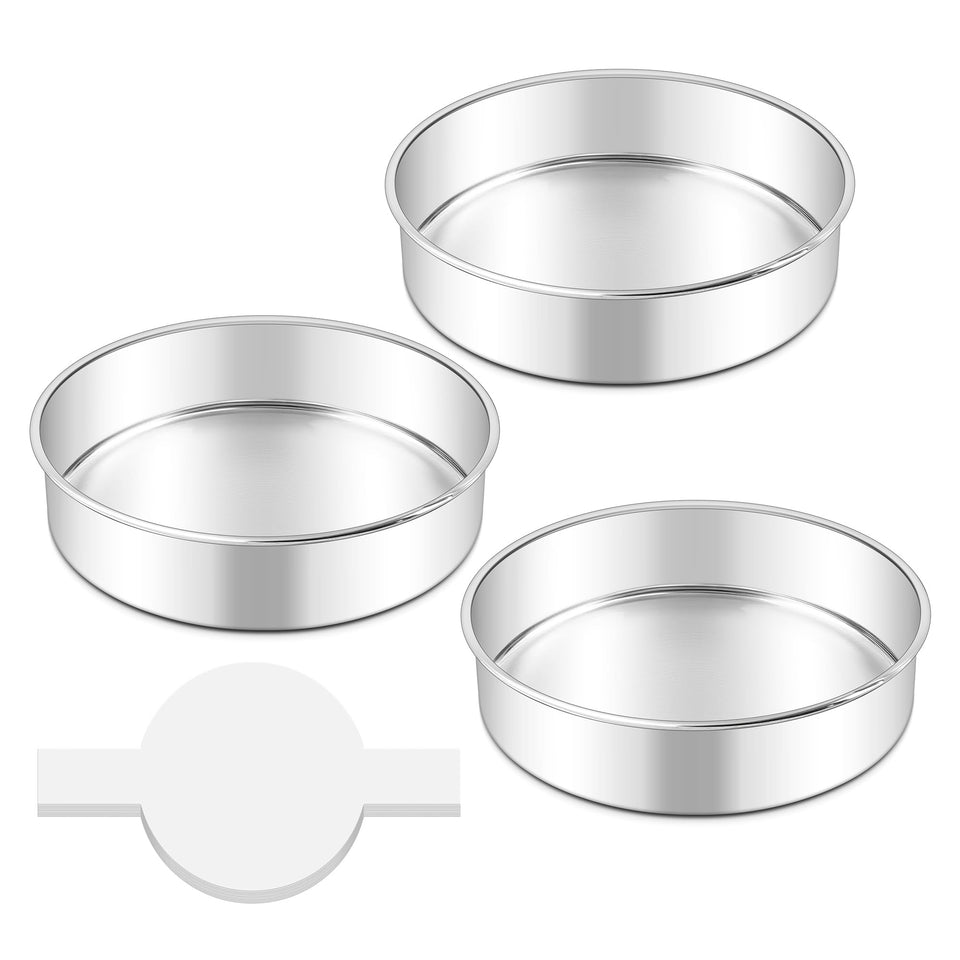 LIANYU 8-inch cake pan set with seamless construction for clean edges