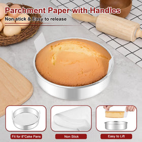 LIANYU 90pcs parchment paper with handles for easy cake release