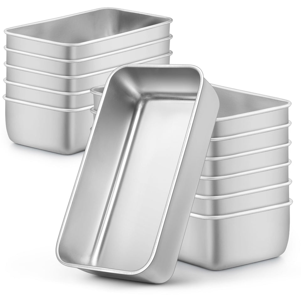 LIANYU bread loaf pans 12-pack front view shows sturdy stainless steel for even baking