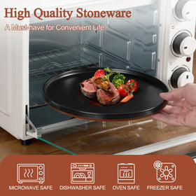 LIANYU stackable charcoal black dinnerware saving cabinet space.