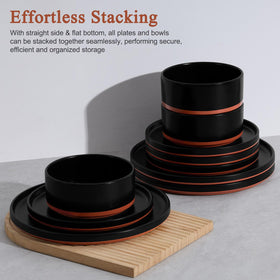 LIANYU microwave-safe and dishwasher-safe charcoal black dishware.