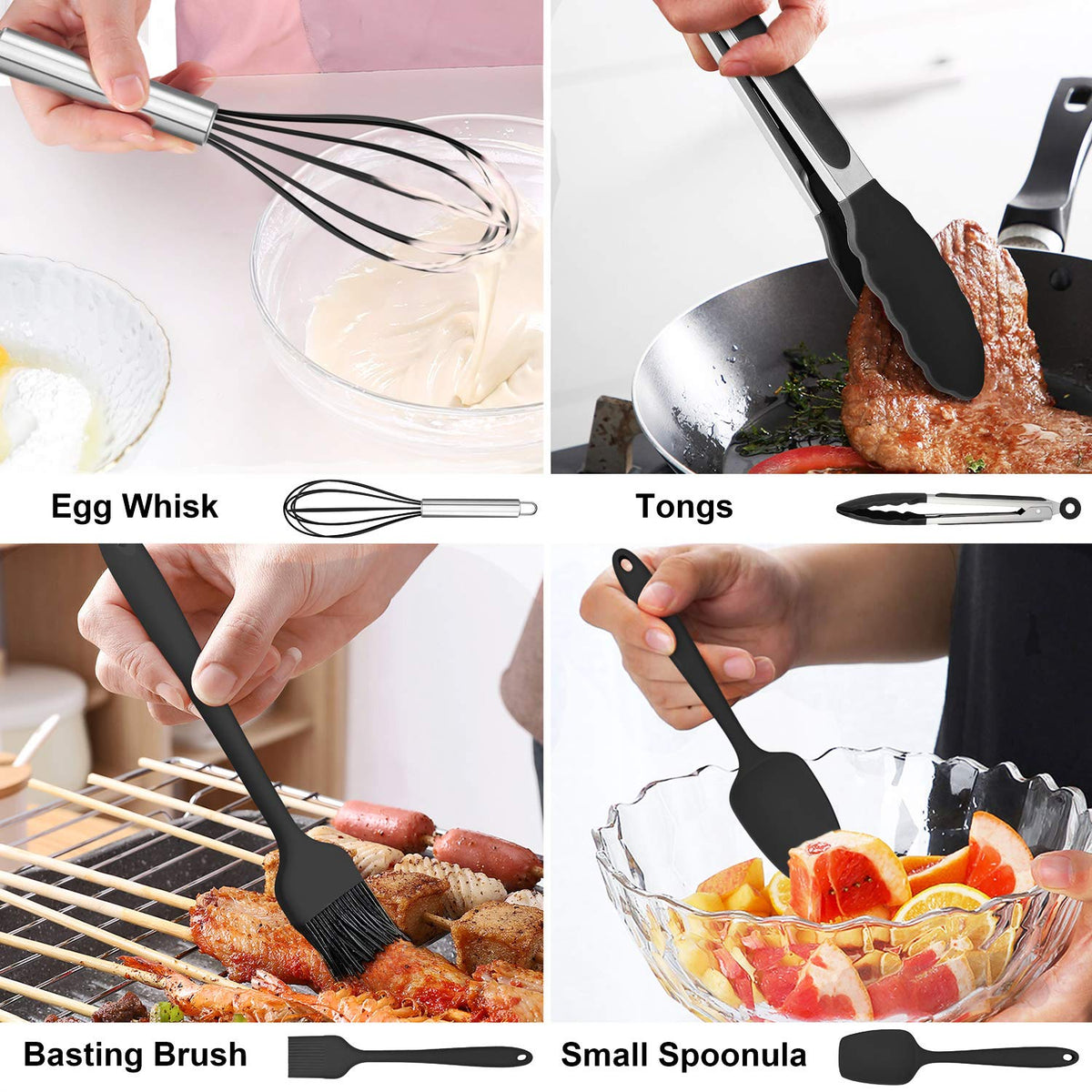LIANYU ergonomic anti-slip handle for comfortable grip during stirring and flipping.