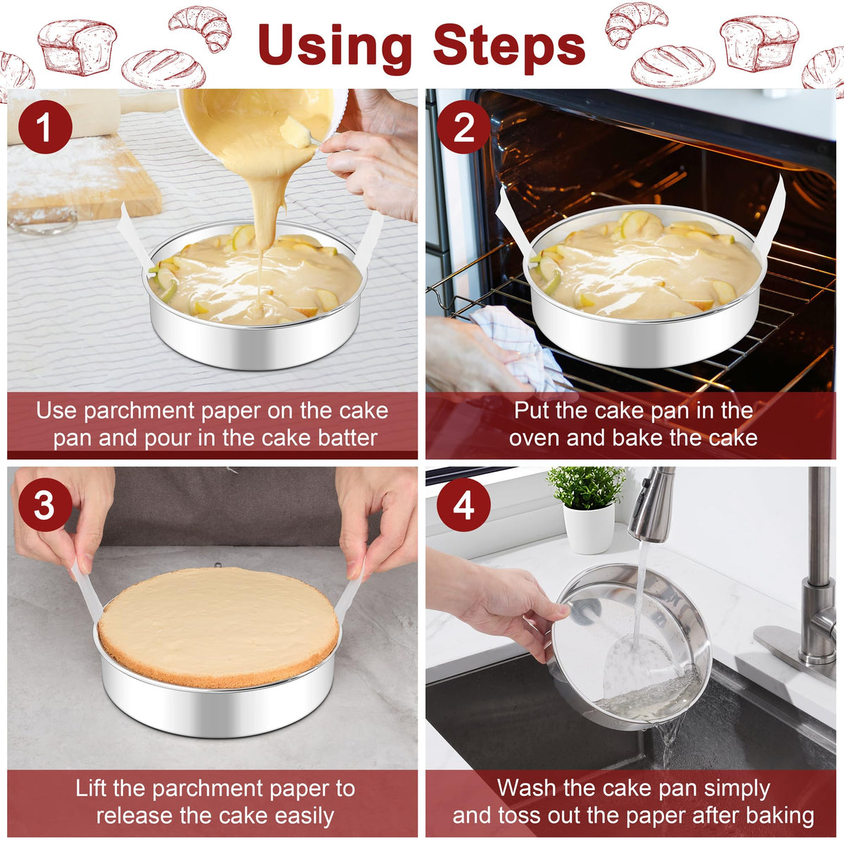 LIANYU leak-proof bakeware tins prevent batter leakage