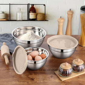 LIANYU khaki finish bowls ready for camping, BBQ, and on-the-go meals.