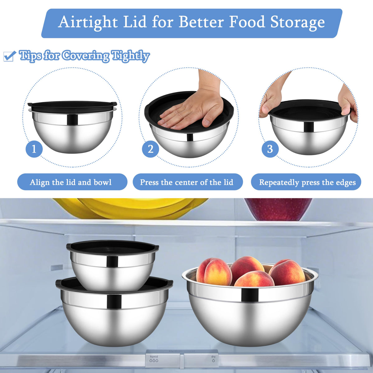 LIANYU nesting bowls save cabinet space with deep, wide basins.