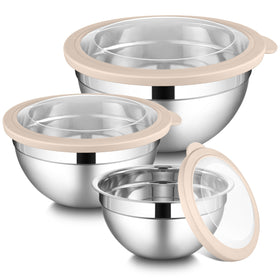 LIANYU mixing bowls with visible airtight lids keep ingredients fresh and organized.