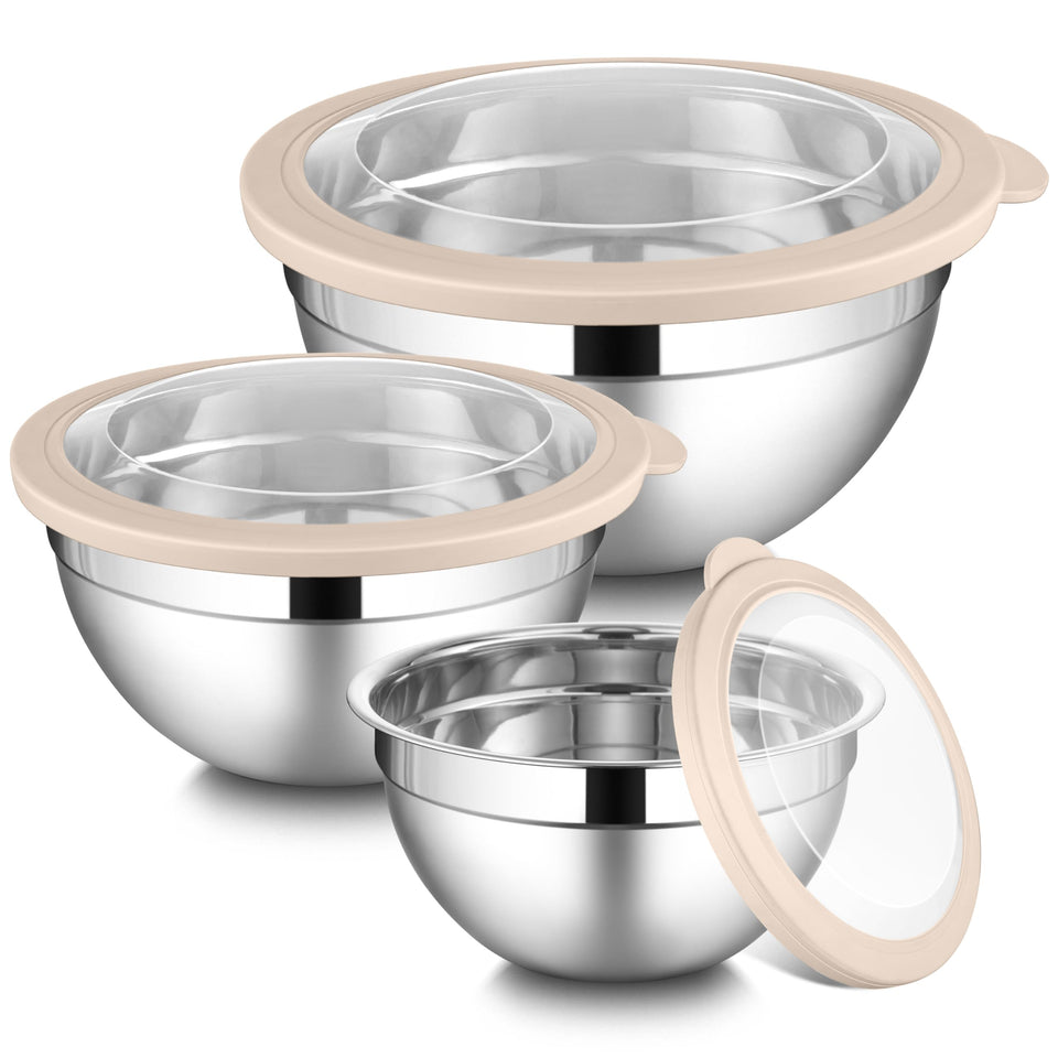 LIANYU mixing bowls with visible airtight lids keep ingredients fresh and organized.