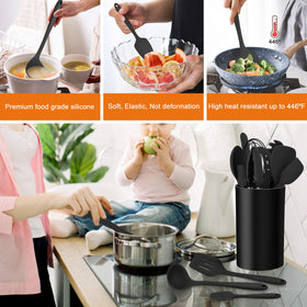 LIANYU non-scratch silicone utensils protect ceramic nonstick pans during cooking.