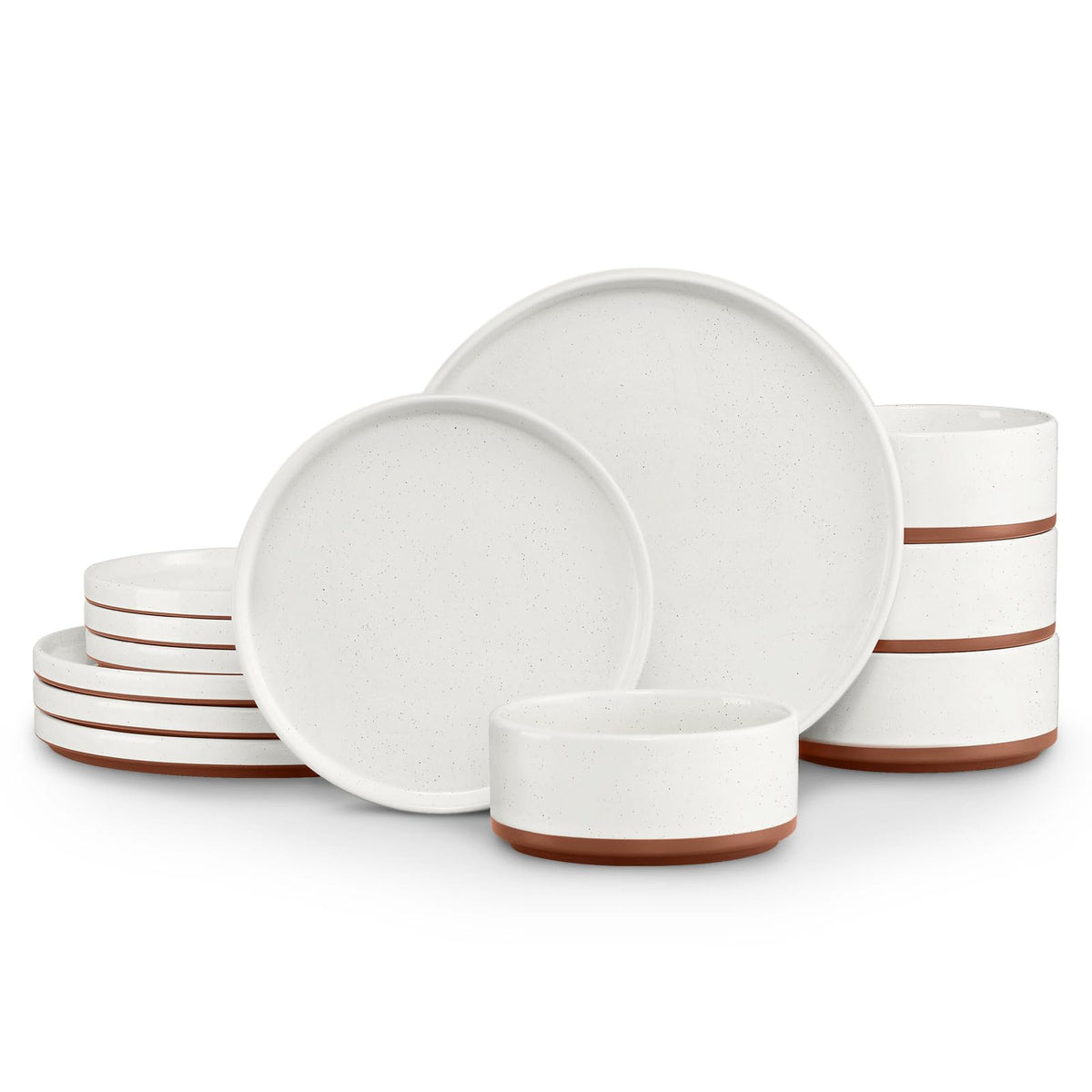 LIANYU 12-piece plates and bowls set with durable stoneware for everyday meals.