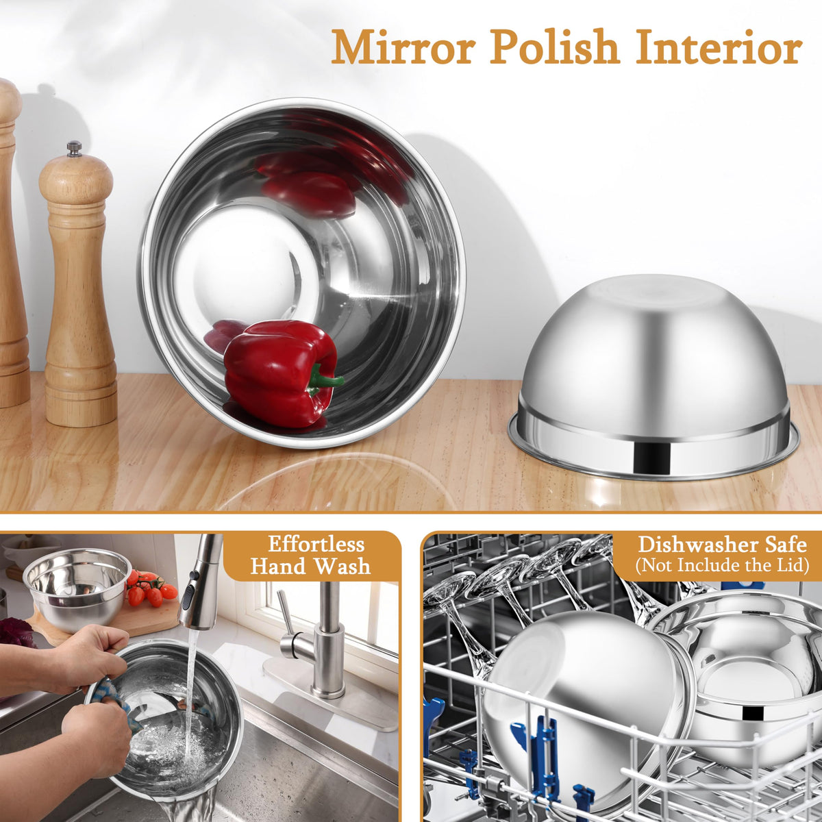 LIANYU polished interior is dishwasher-safe for easy cleanup.